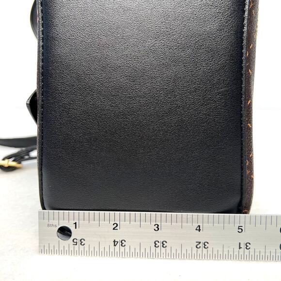 Crossi Black & Brown Bow Bag Textured Faux Leather Purse Designer Satchel Bag - Picture 10 of 12